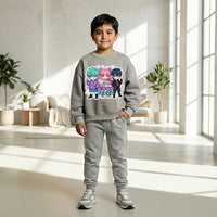 Boys Grey K-Pop Fever Graphics Sweatshirt With Jogger Co-ord Sets Sets Grey 1-2 Y