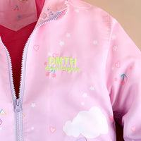 Girls Purple Cinnamoroll Cartoon Printed Hooded Zipper Jacket Coats & Jackets