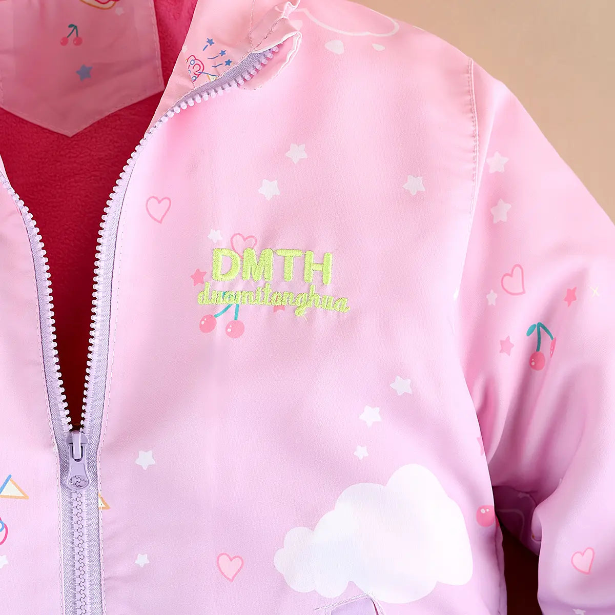 Girls Purple Cinnamoroll Cartoon Printed Hooded Zipper Jacket Coats & Jackets