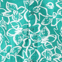 Boys Green Floral Printed Short Sleeve Shirt With Elasticated Shorts Sets Sets