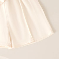 Girls Apricot Floral Applique Short Sleeve T-Shirt With Elasticated Shorts Sets 2 pc. Sets