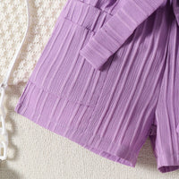 Girls Purple Ruffle Sleeveless Crop Top With Shorts Sets 2 pc. Sets