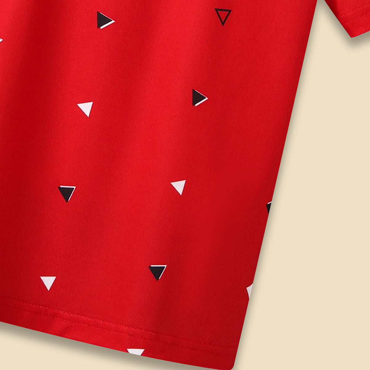 Boys Red Triangle Printed Short Sleeve Polo T-Shirt Tshirts