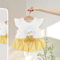 Girls Duck Applique Round Neck Top With Yellow Elasticated Shorts Sets 2 pc. Sets Yellow 1-2 Y
