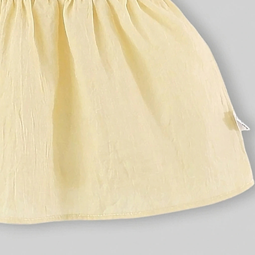 Girls Yellow Embroidered Fit & Flare Casual Dress Casual Dresses