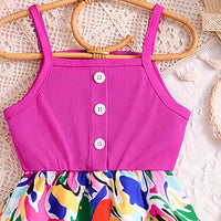 Girls Pink Floral Print Sleeveless Fit & Flare Dress Casual Dresses