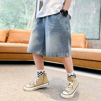 Boys Light Blue Logo Detail Denim Shorts Shorts