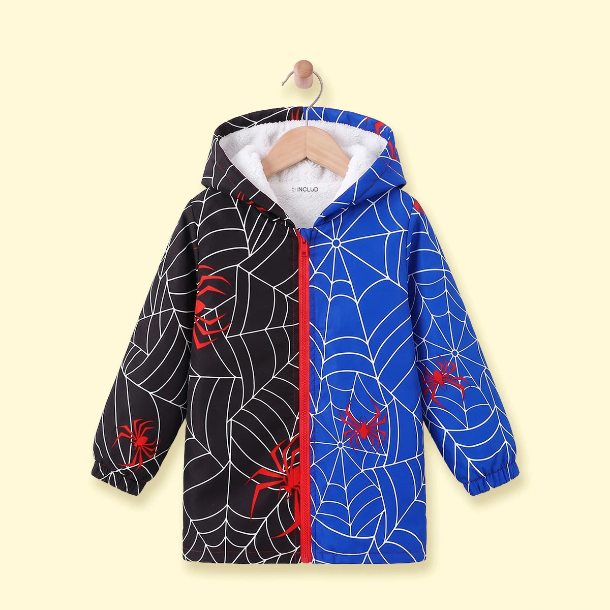 Boys Black Spiderweb Print Hooded Zip-Up Jacket Coats & Jackets Black 3-4 Y