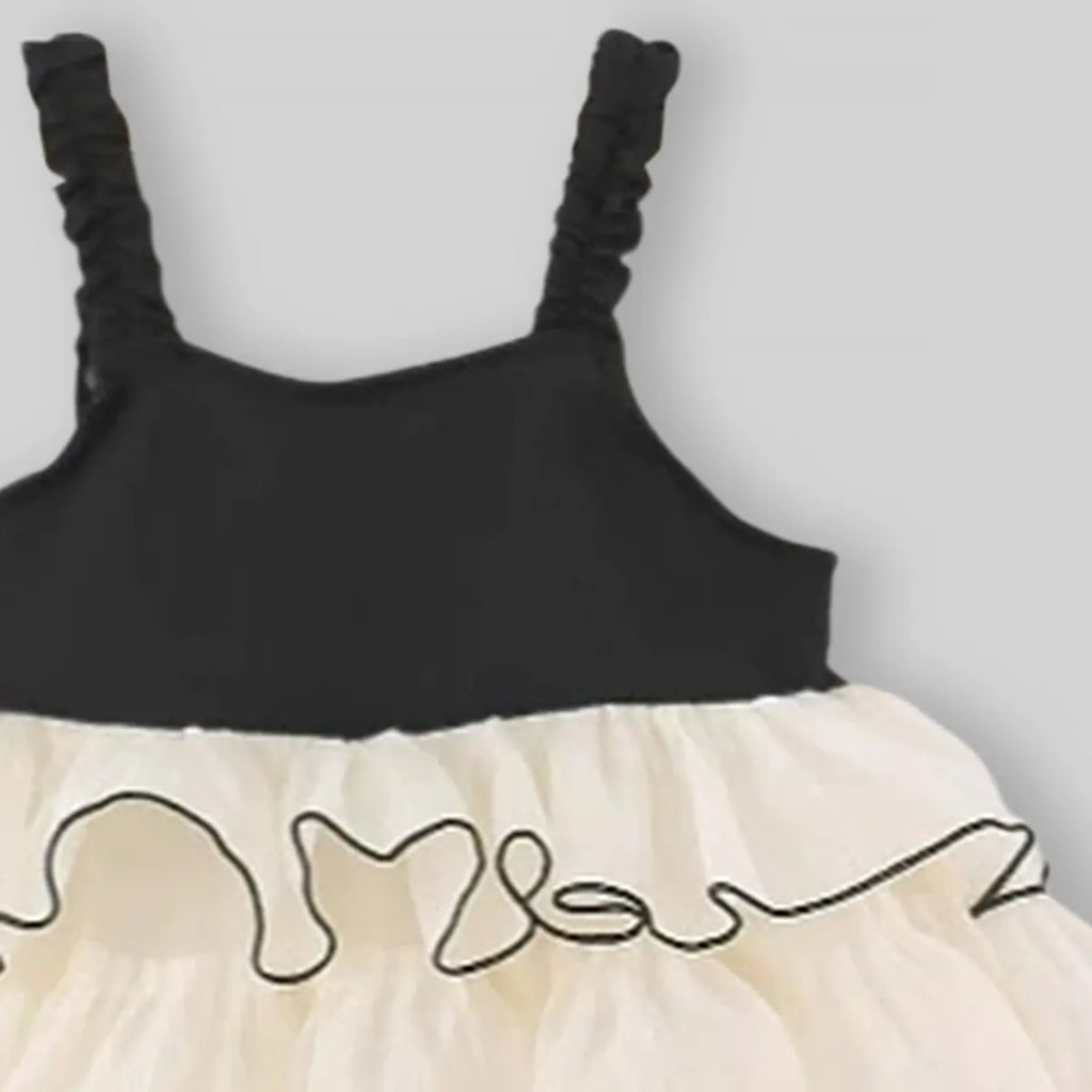 Girls Apricot Flower Applique Multilayer Tiered Fit & Flare Dress Casual Dresses
