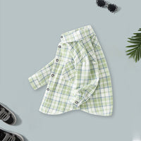 Boys Pastel Green Checkered Oversized Shirt Shirts