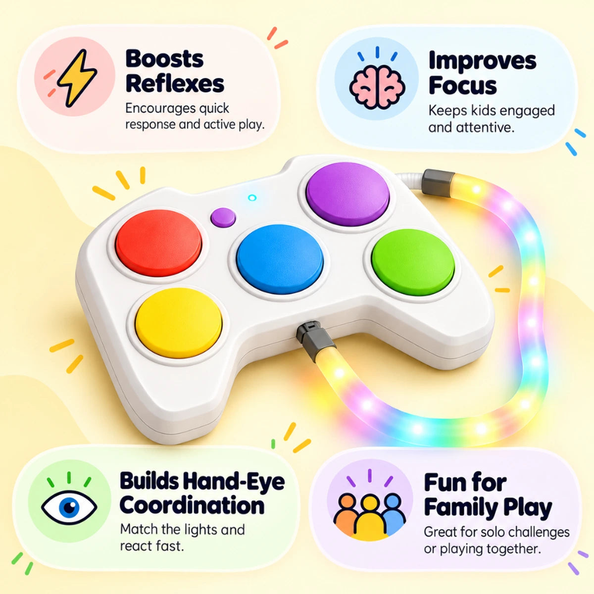 Kids Educational Game Controller Toy with Lights & Music for Ages 3 Year Plus Trending Accessories