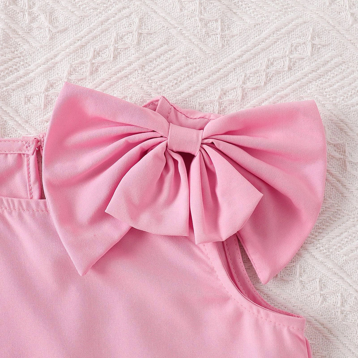 Girls Pink Bow Applique Sleeveless Top With Pleated Skirt Sets 2 pc. Sets