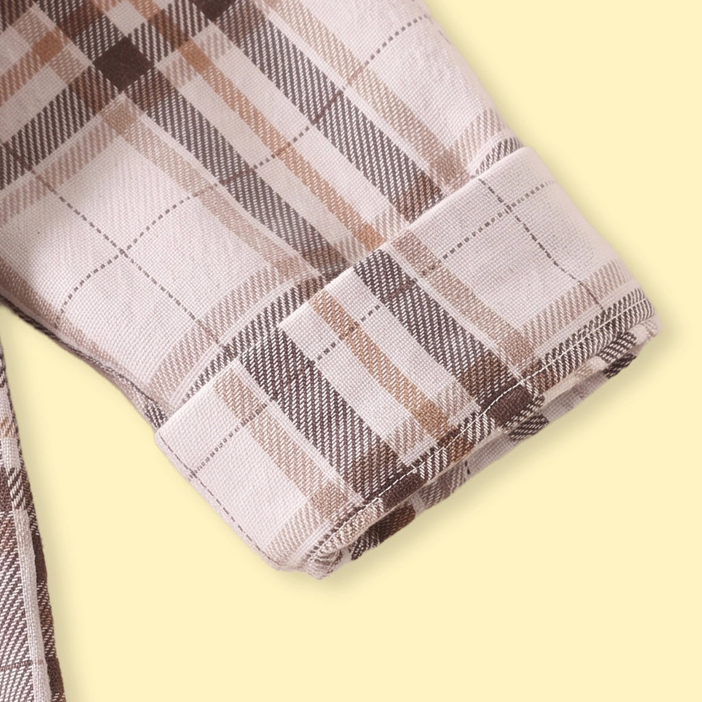 Boys Brown Checked Long Sleeve Shirt Shirts