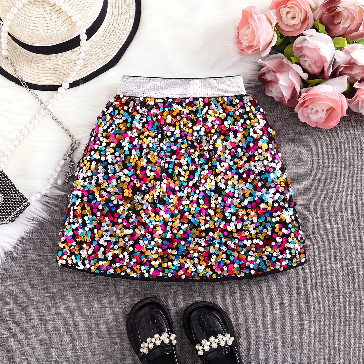 Girls Multicolour Sequin Embellished Skirt Skirts Multicolor 3-4 Y