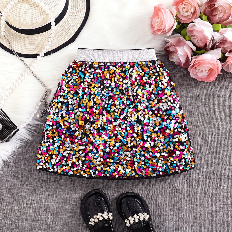 Girls Multicolour Sequin Embellished Skirt Skirts Multicolor 3-4 Y