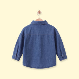 Boys Blue Embroidered Long Sleeve Shirt Shirts