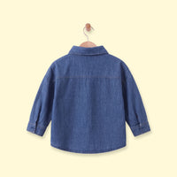 Boys Blue Embroidered Long Sleeve Shirt Shirts