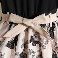 Girls Black Embroidered Tulle Overlay Fit & Flare Dress Casual Dresses