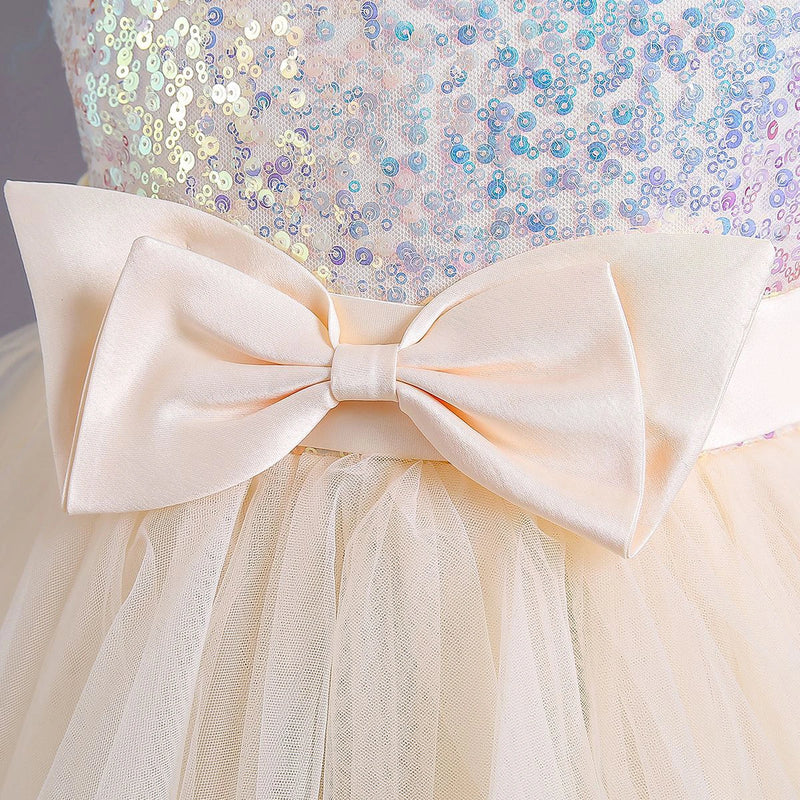 Girls Champagne Sequin Embellished Tutu Party Wear Dress Party Dresses