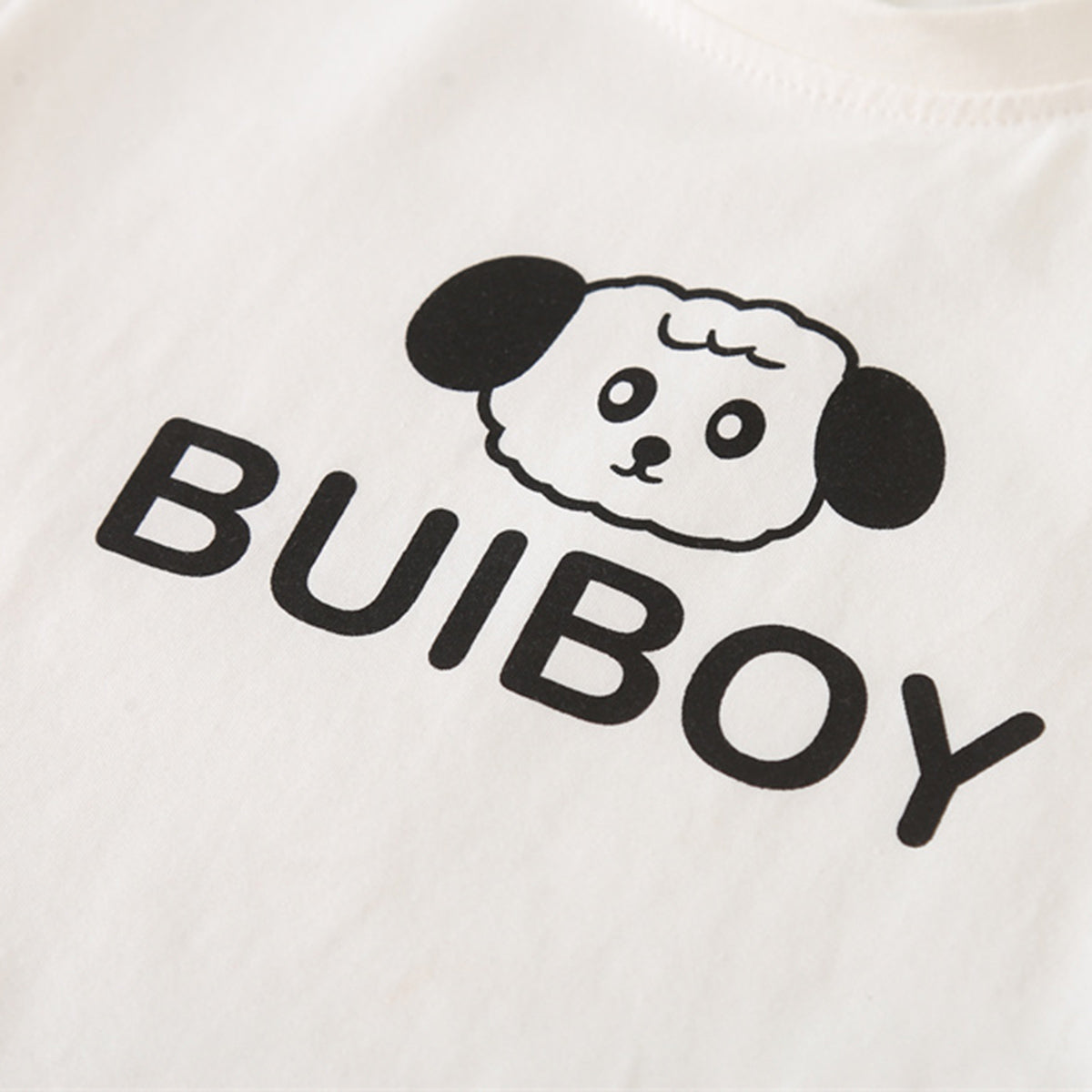 Boys Beige Dog Patched Dungaree With T-Shirts Set 2 pc. Sets