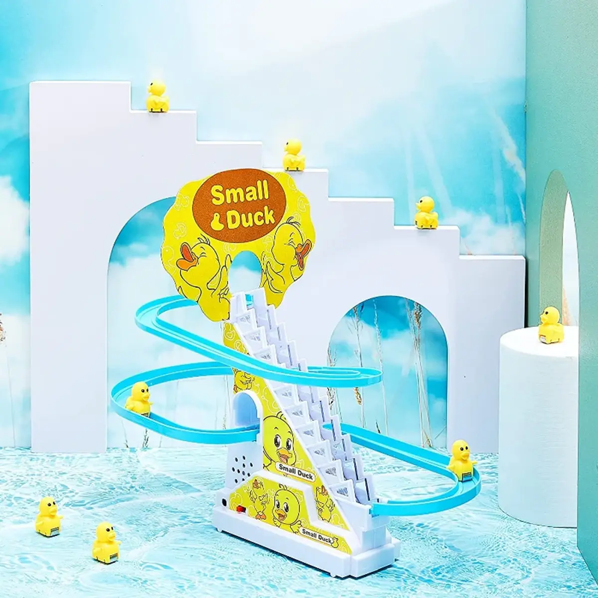 Kids Yellow Electric Duck Stair-Climbing Track Toy Trending Accessories