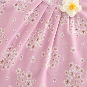 Girls Pink Floral Printed Tunic With T-Shirt & Pants Set Sets
