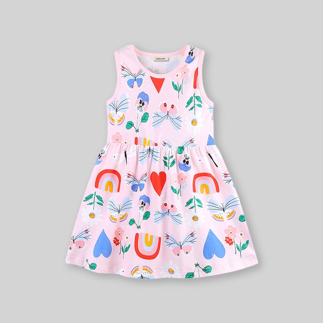 Girls Printed Sleeveless Casual Dress Casual Dresses   