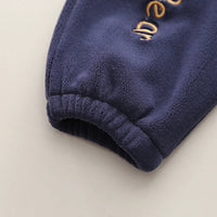 Boys Navy Blue Bear Patch Embroidered Zip-up Jacket With Jogger Sets Sets