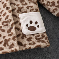 Girls Brown Leopard Print Hooded Zipper Jacket Coats & Jackets