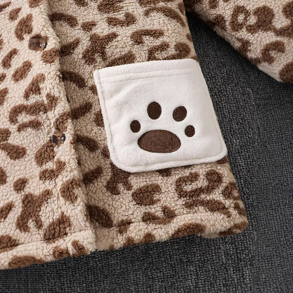 Girls Brown Leopard Print Hooded Zipper Jacket Coats & Jackets