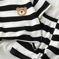 Boys Black Bear Applique Short Sleeve T-Shirt With Shorts Sets 2 pc. Sets