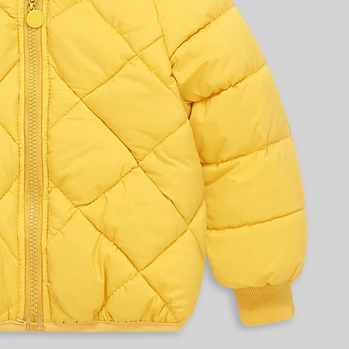 Boys Yellow Hooded Zip-up Puffer Jacket With Long Sleeves Coats & Jackets