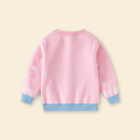 Girls Light Pink Self-Design Christmas Sweater Sweaters & Cardigans