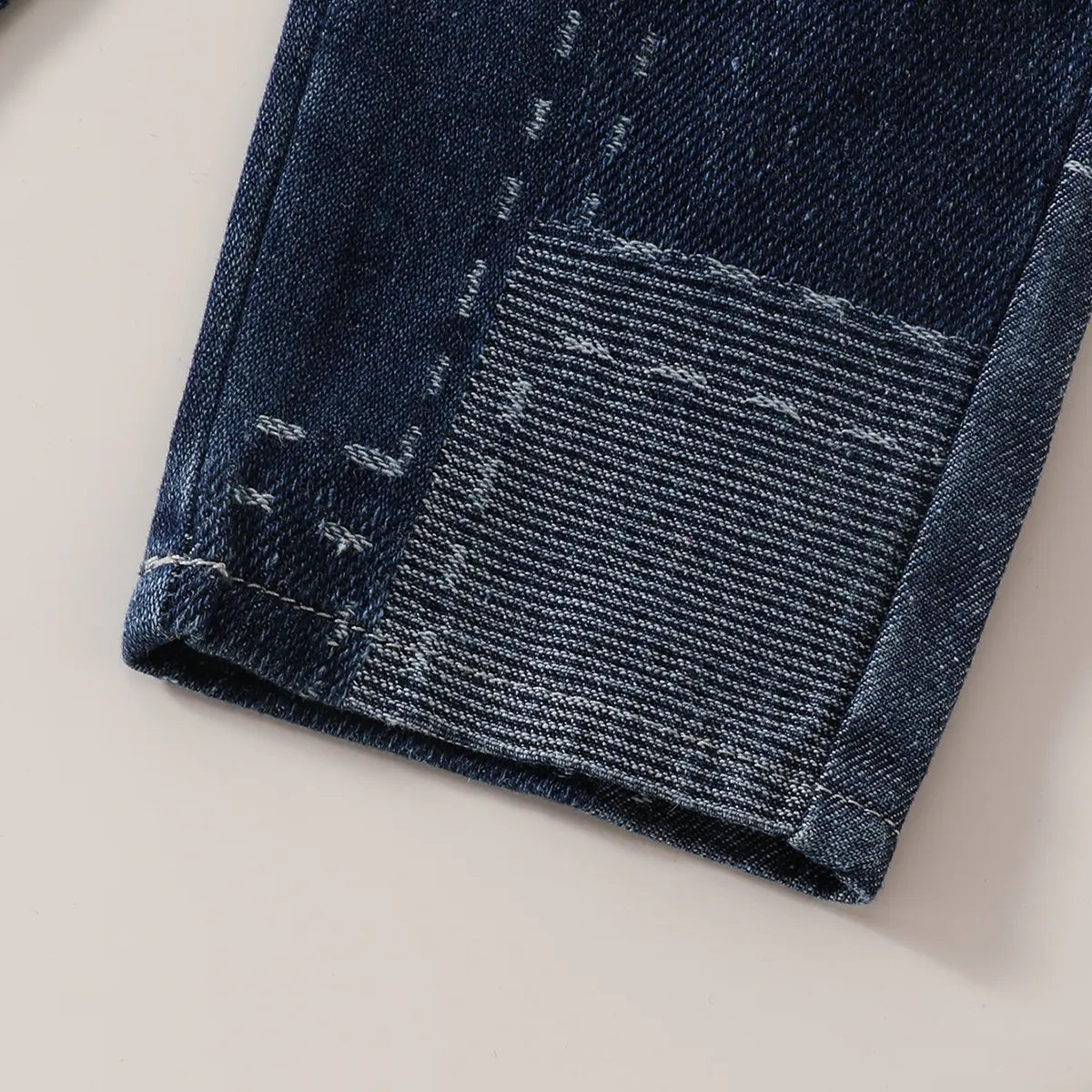 Girls Dark Blue Patchwork Style Denim Pants Jeans