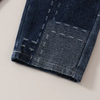 Girls Dark Blue Patchwork Style Denim Pants Jeans