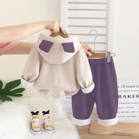 Girls Purple Embroidered Regular Sweatshirt With Pants Sets 2 pc. Sets