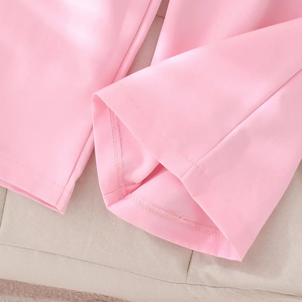 Girls Light Pink Flower Applique Sleeveless Top With Pants Sets 2 pc. Sets