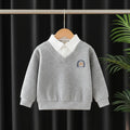 Boys Grey Long Sleeves Sweater With Shirt Collar Sweaters & Cardigans Grey 1-2 Y