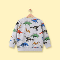 Boys Grey Dinosaur Print Round Neck Sweatshirt Sweatshirts & Hoodies