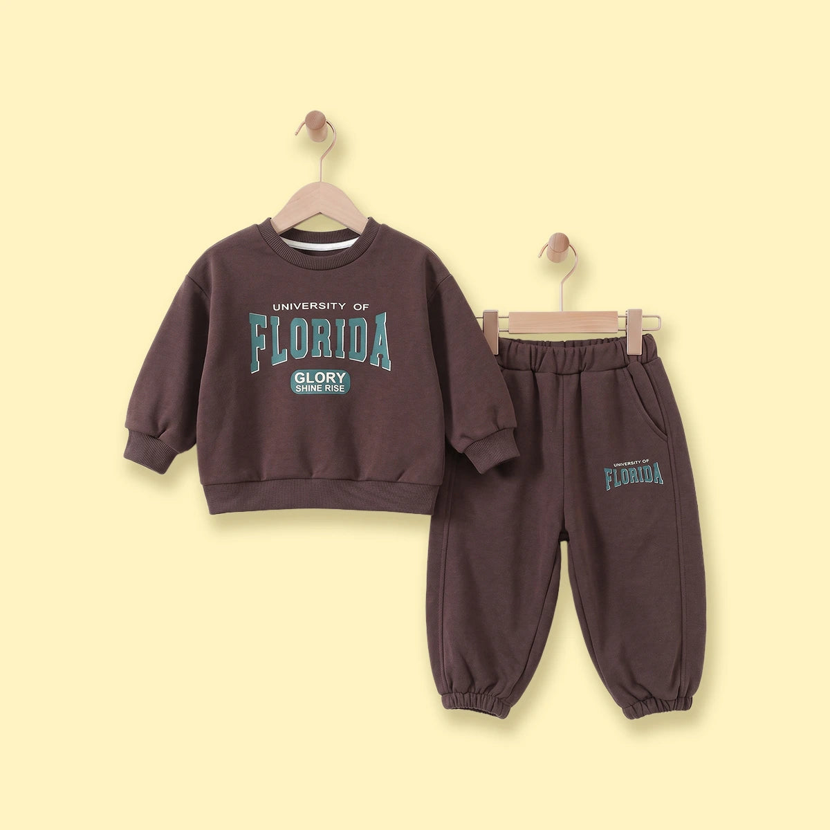 Boys Dark Brown Typographic Sweatshirt & Joggers Sets Sets Dark Brown 1-2 Y
