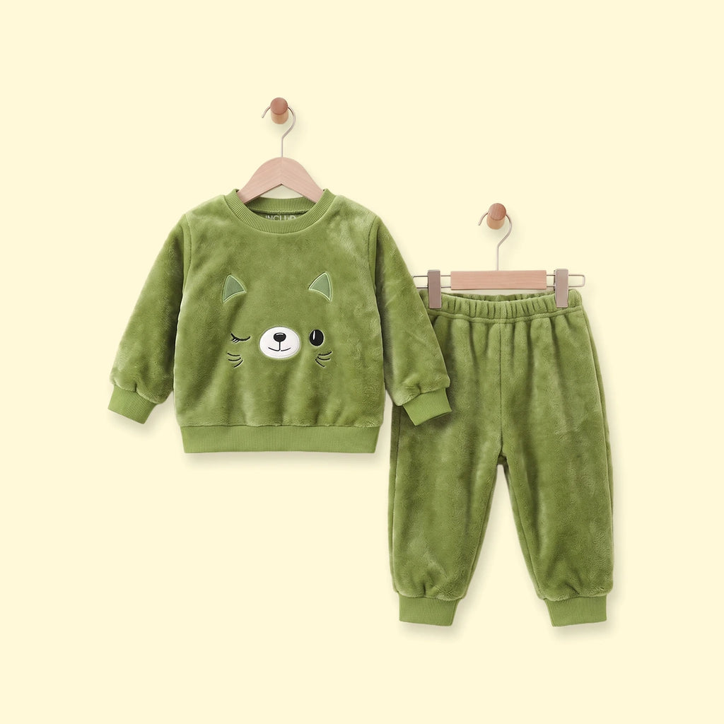 Girls Green Embroidered Sweatshirt & Pants Set 2 pc. Sets Green 1-2 Y