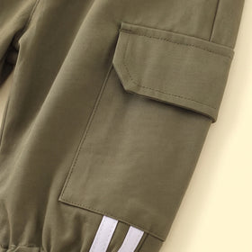 Boys Olive Green Colour-blocked Long Sleeve Shirt With Pants Sets 2 pc. Sets