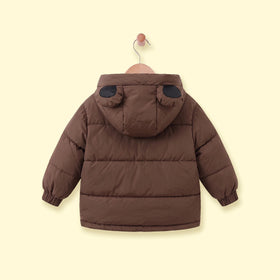 Boys Brown Fleece-Lined Hooded Puffer Jacket Coats & Jackets