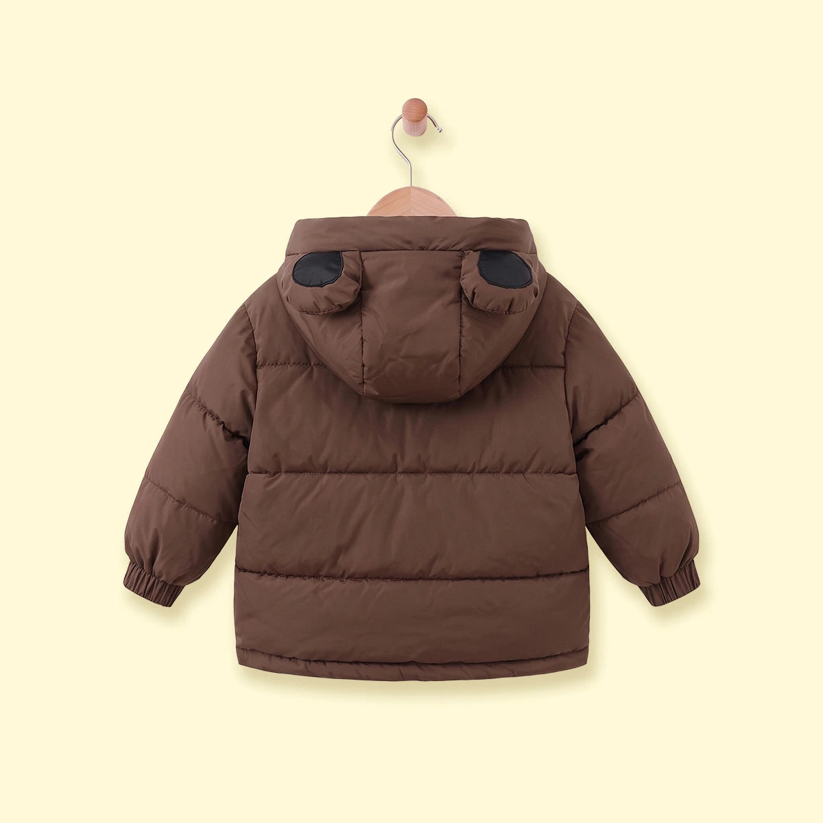 Boys Brown Fleece-Lined Hooded Puffer Jacket Coats & Jackets