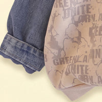 Boys Beige Typography Sweatshirt With Denim Pants Sets 2 pc. Sets