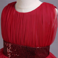 Girls Red Sleeveless Layered Party Wear Dress Casual Dresses