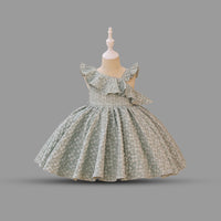 Girls Sleeveless Textured Party Wear Dress Party Dresses Light Green 1-2 Y 