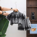 Boys Grey Denim Tie-Dye Printed Shirt & Short Co-ord Sets Sets Grey 1-2 Y