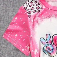 Girls Pink Graphic Short Sleeves Round Neck T-Shirt Tshirts