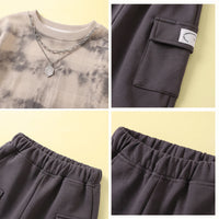 Boys Beige Tie & Dye Raglan Sleeve Sweatshirt With Joggers Sets 2 pc. Sets